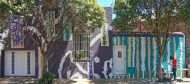 b>Calle Lanín Mosaico Veneciano Azulejo y Pintura / 40 fachadas de Casas / Calle Lanín, entre Av. Suárez y Brandsen, Barracas, Buenos Aires, Argentina.